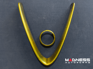 Alfa Romeo Giulia Front V Shield Grill Frame + Emblem Frame Kit - Carbon Fiber - Yellow Matte Finish